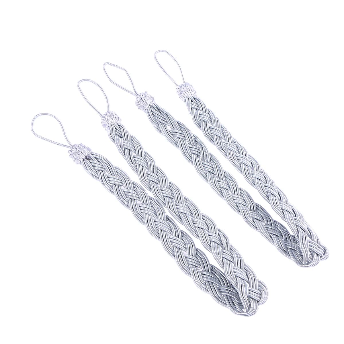 2 Pcs Adjustable Length Decorative Curtain Tie Backs Tassel Buckle Window Holdback Clips Knitted Cord For Thick Gauze Shade