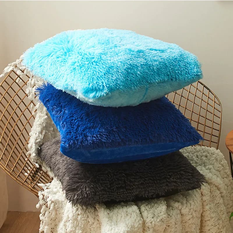 Cuscino per il corpo in velluto con leone marino finto invernale, peluche di cristallo, divano solido, arredamento per soggiorno, dimensioni 43X43 cm, comodo cuscino per lo schienale in peluche