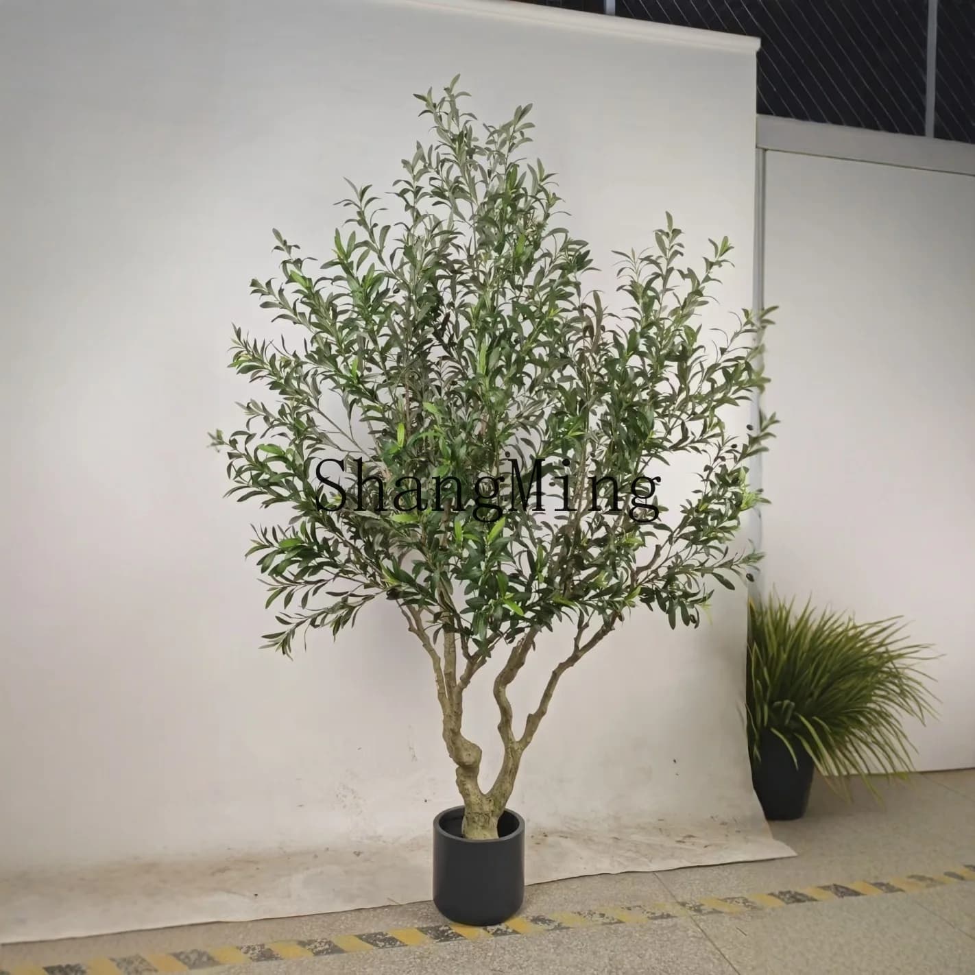 Model CL Wind of removable and assembled artificial olive, pot plant, large floor ornament for hotel interior.
