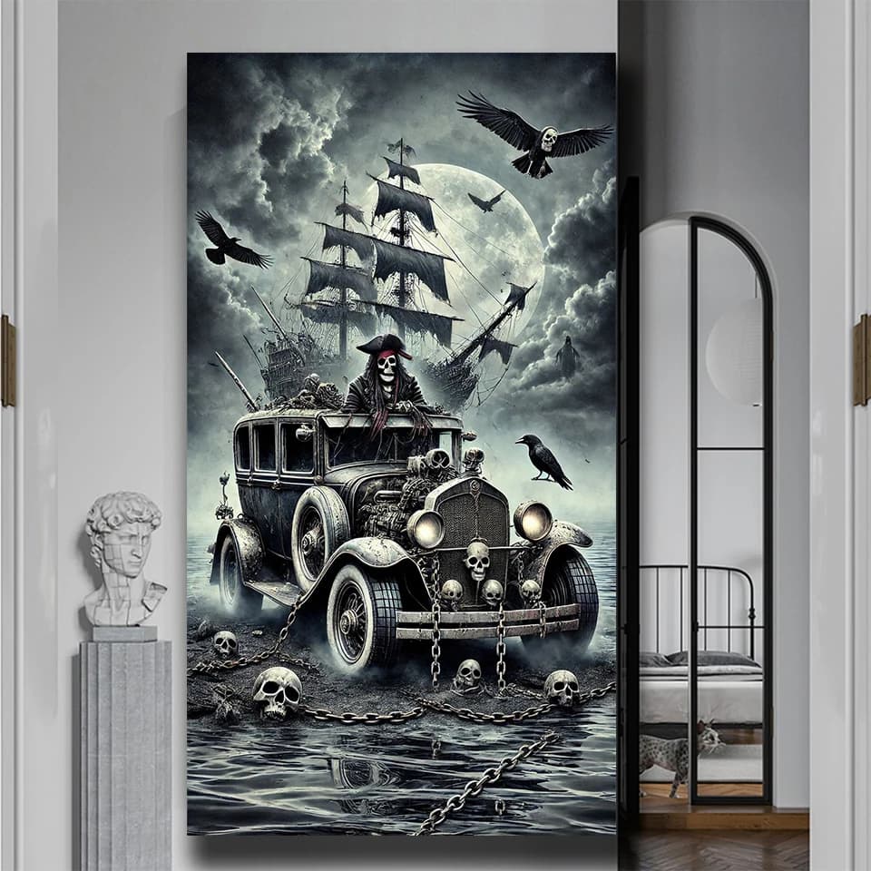 Dark Pirate Ship Castle Diy Diamond Painting Full Round DIY Diamond Mosaic Embroidery New 2026 Large Size Home Decor