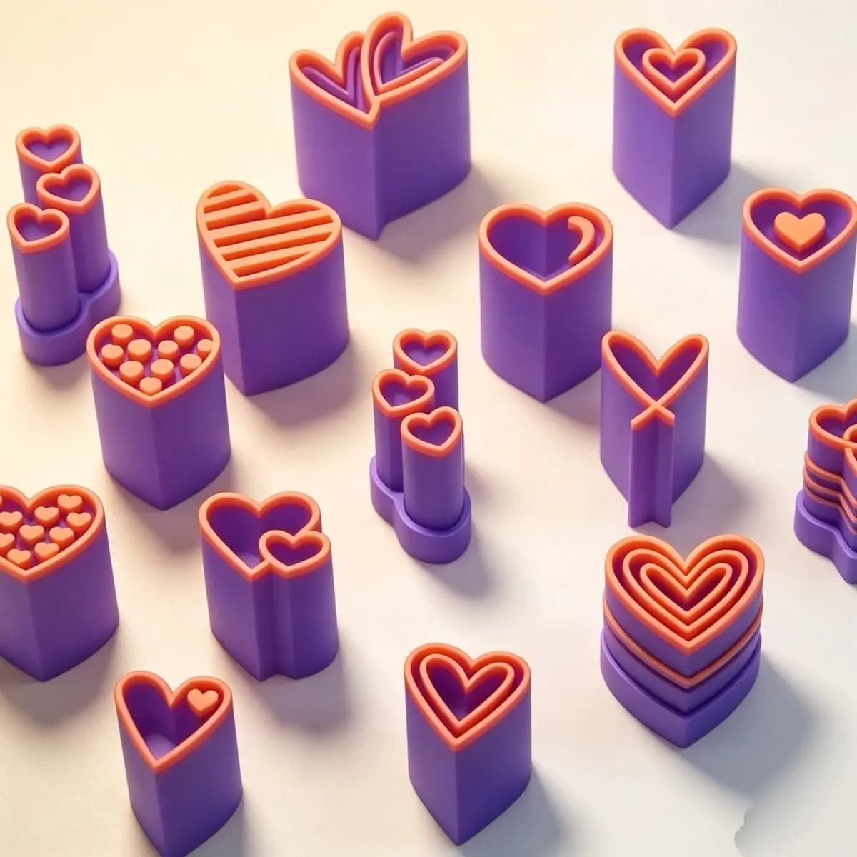 New Multiple Shapes Heart Clay Stamp Set Plastic Pottery DIY Molding Stamps For Playdough Clay Handmade Craft Decor Tools