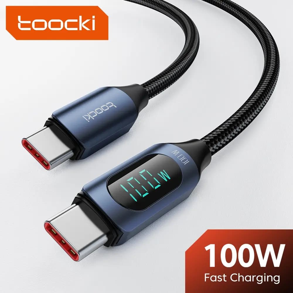 Toocki Type C cable to Type C Fast charging charger PD 100 W cable USB C to USB C display for Xiaomi POCO F3 Realme MacBook iPad