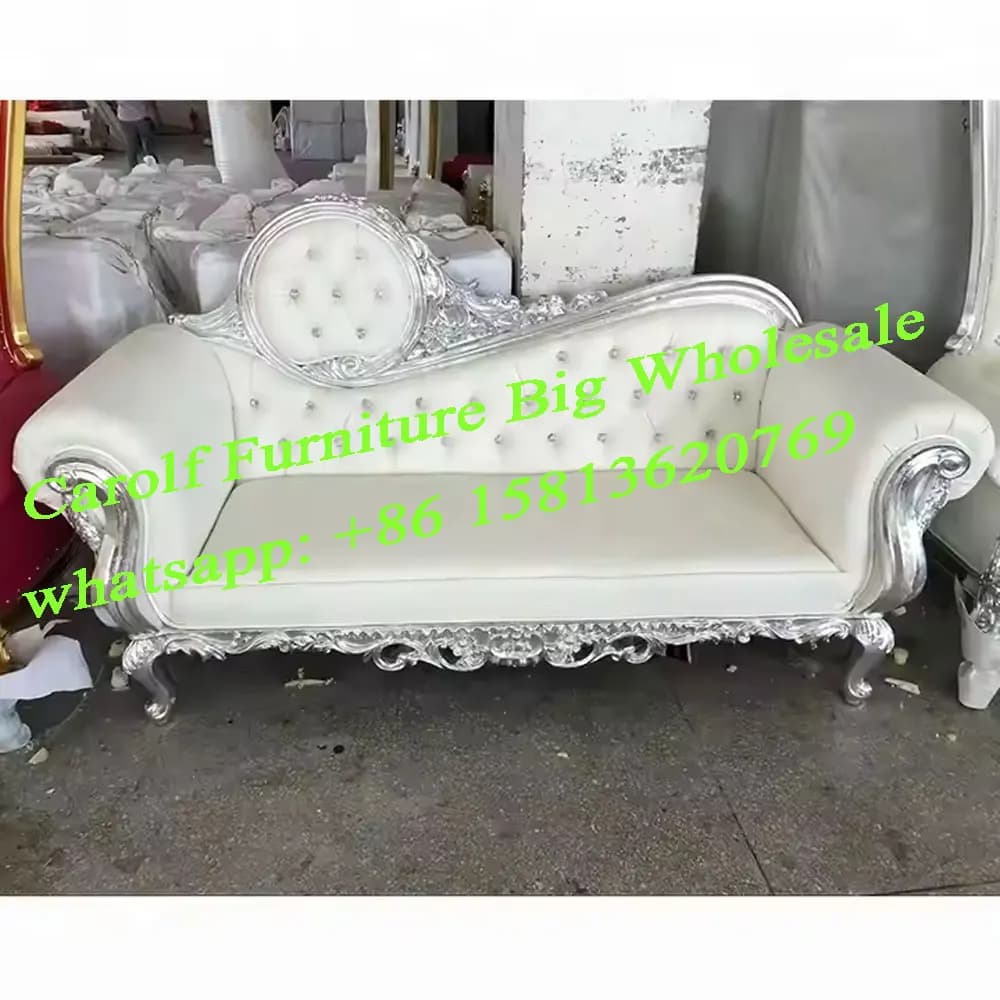 Sedia trono king con gamba in acciaio inossidabile dorato di lusso in stile europeo moderno per divano in pelle a doppio sedile per matrimonio per hotel
