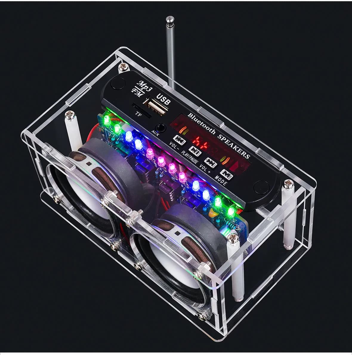 Radio Audio DIY Kit, Power Amplifier Bluetooth Speaker with Spectrum FM Electronic Production Welding Exercise