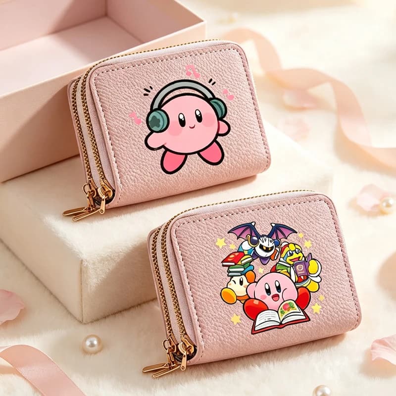 Kirbys Good-looking Wallets for Women Anime Cartoon Printed Money Bag Female Commute Portable Fashion Credit Card Holder Gifts