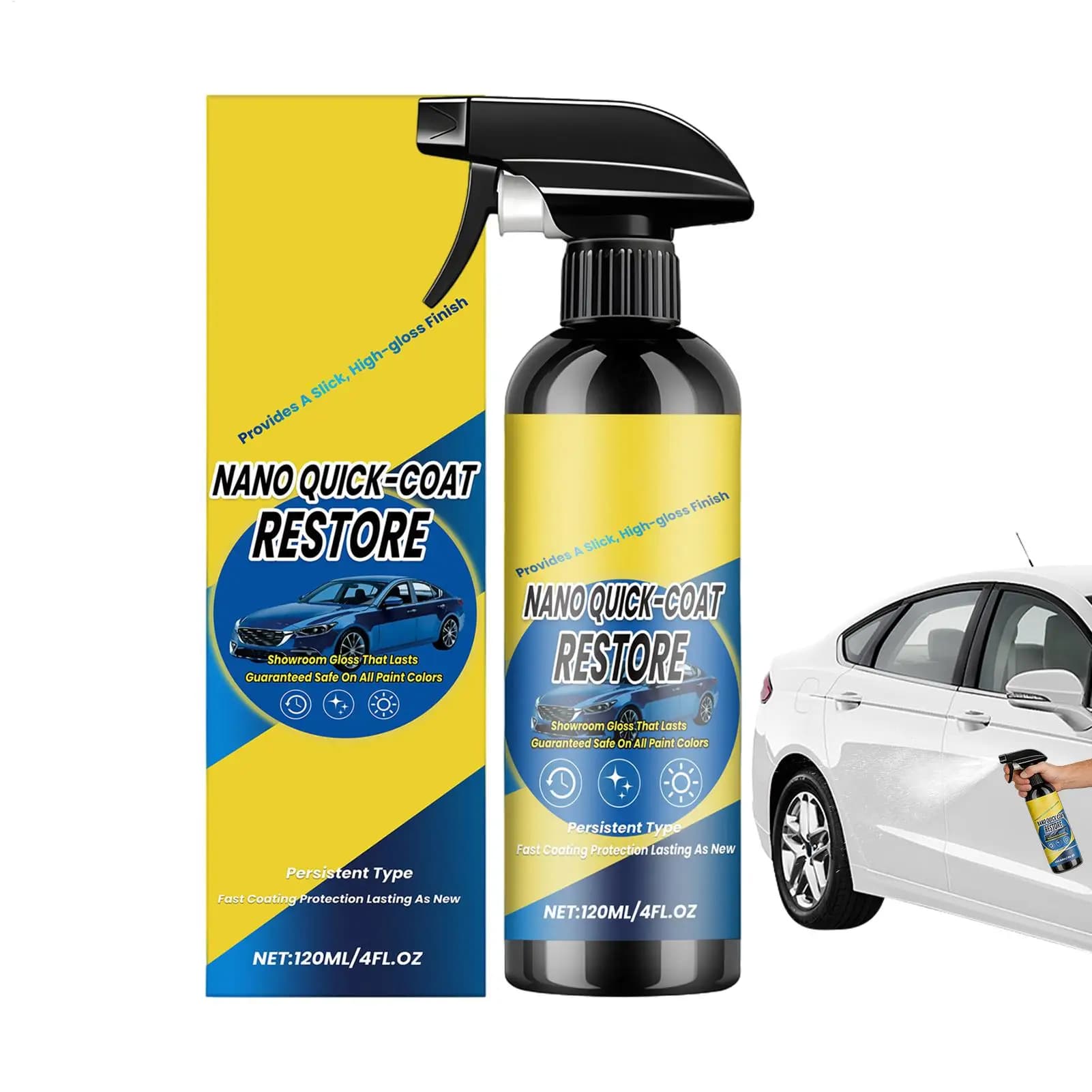 Spray per Rivestimento Ceramico 120ml per Auto, Lucidatura Rapida a Lunga Durata, Polish Nano Liquido per Cura Esterna Auto, Fari e Carrozzeria