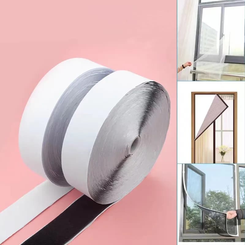 Nastro adesivo con gancio e anello, rotolo di fissaggio posteriore appiccicoso, strisce di fissaggio per auto scolastiche, ufficio domestico e organizzazione artigianale