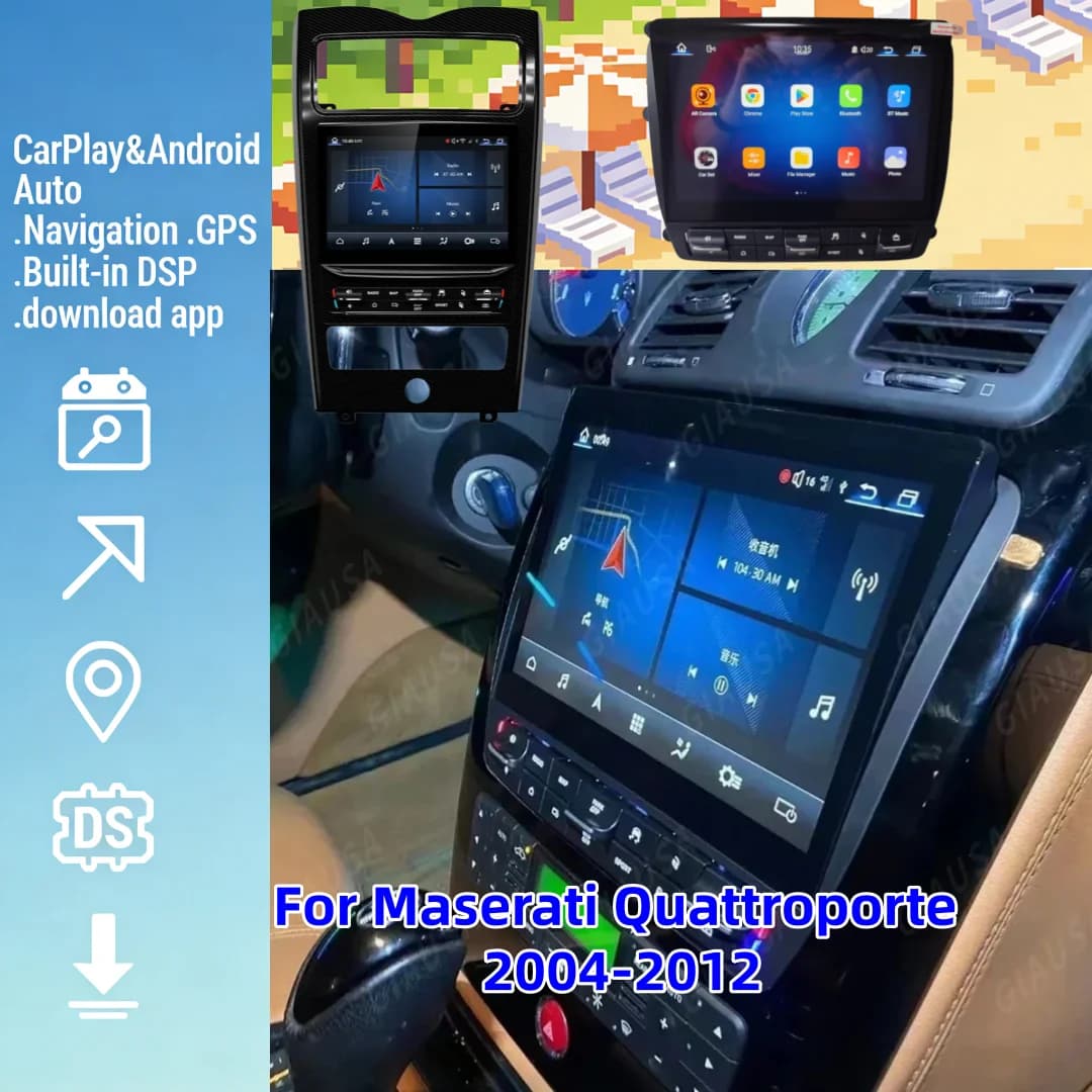 Autoradio per Maserati Quattroporte 2004-2012, GPS Android, Sistema Multimediale Automobilistico, Ricevitore Stereo con BT5.0 e 4G