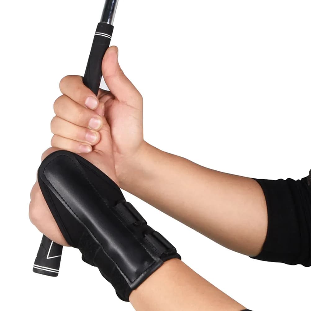 Fascia da golf per il polso, supporto per il braccio, correttore di postura, ausilio per l'allenamento del swing con design a doppio foro per la correzione del gesto di swing