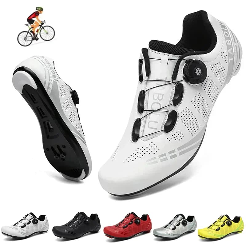 Scarpe da ciclismo unisex per bici da strada, da uomo e da donna, con sistema di bloccaggio automatico, per ciclismo su strada con attacchi SPD.