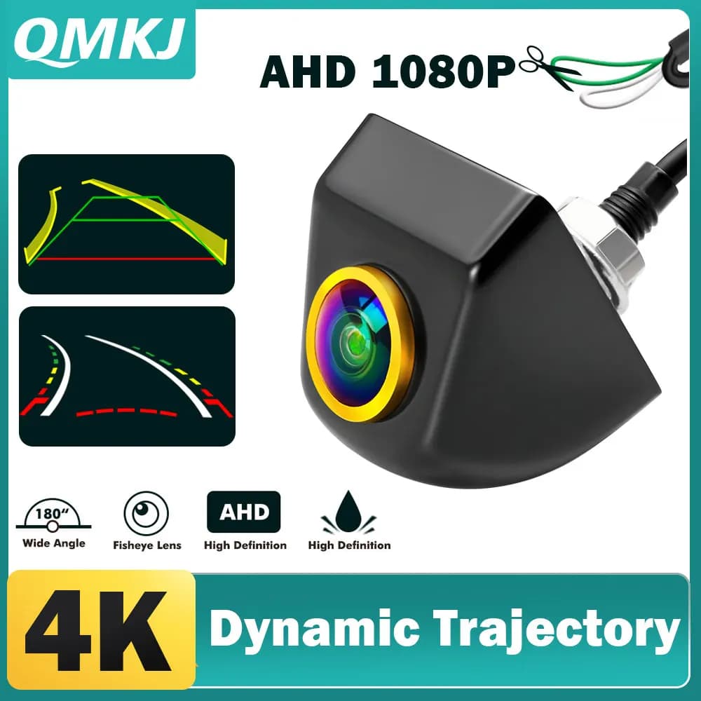 Telecamera posteriore per auto AHD 1080P con linee guida dinamiche per parcheggio e retromarcia, compatibile con monitor stereo Android