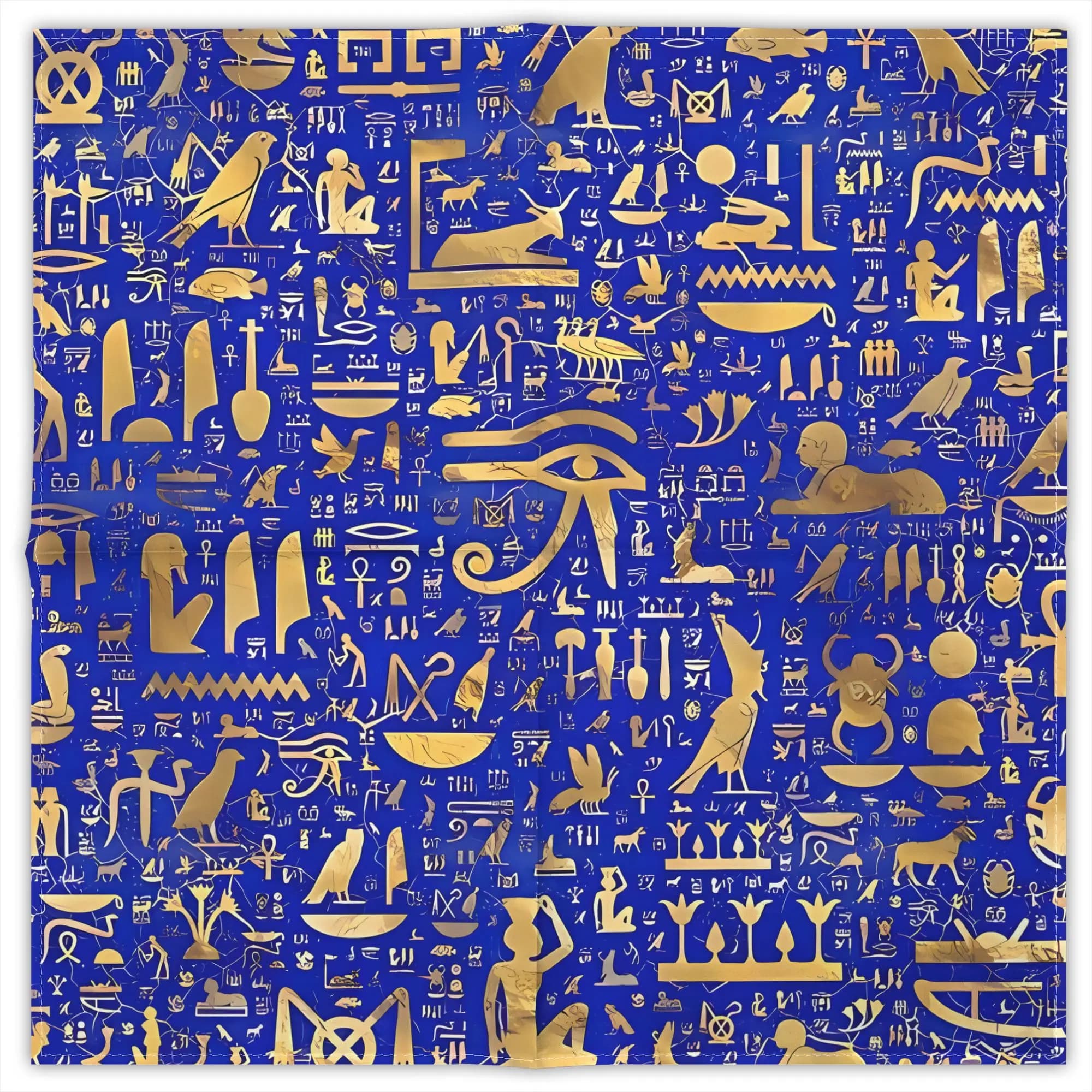 Tovaglia con Stampa di Ieroglife Egizie - Tappetino Blu Reale e Oro per Tarocchi, Giochi da Tavolo e Protezione Tavoli