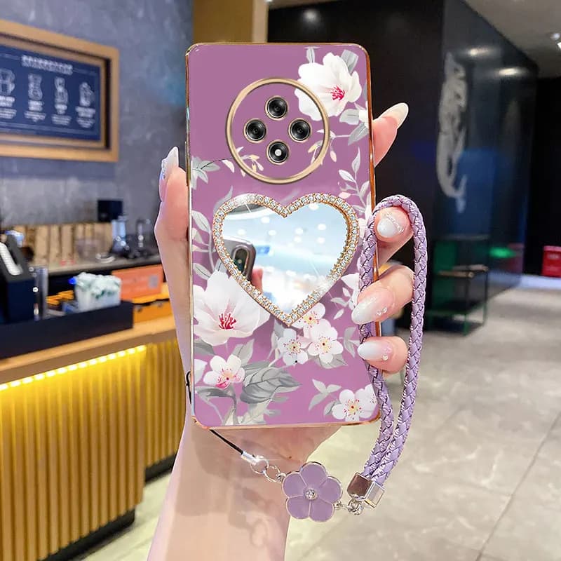 Clover Strap Lanyard Camellia Love Phone Holder Case On For Oppo Reno 12F 13F 12 13 11 10 8 8T 6 9 Pro Plus 4G 5G Anti-knock