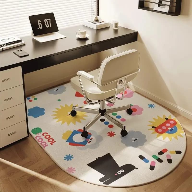 VIKAMA Tappeto per sedia da computer, scrivania da studio, cuscino per sedia girevole, comodino, tappetino in velluto di cristallo, decorazione per la casa