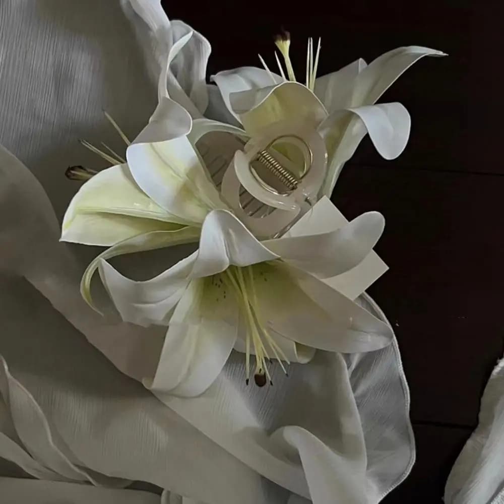 Bohemia Barrettes Lilium Flower Hair Claw Large Shark Clip Cute Hairpin Calla Hair Clip Ponytail Clip Grab Clip Big Hair Claw