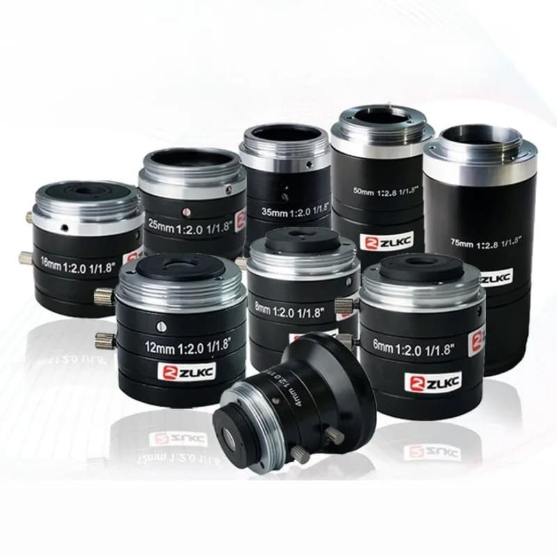 Obiettivo a fuoco fisso 4-75mm 5MP 1/1.8" con apertura F2.0 e attacco C, lunghezza focale 6mm, per microscopi industriali e telecamere per microscopia