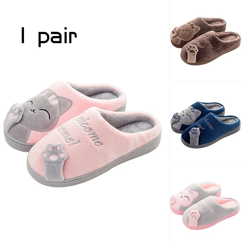 Pantofole in lana Autunno e inverno Casa Mop in cotone Pantofole da donna antiscivolo in velluto caldo Scarpe da coppia simpatico cartone animato
