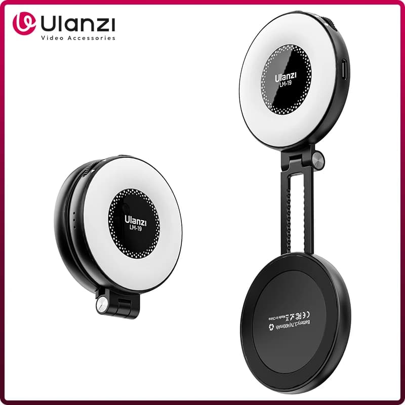 Ulanzi LM19 MagSafe Luce video Bicolore Selfie Light per iPhone 16 15 14 Pro Max Luce di riempimento ribaltabile come supporto per telefono per video Vlog