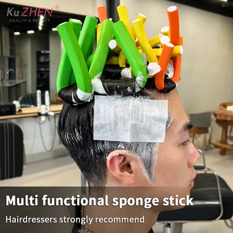 Set da 10 Pezzi di Bigodini Flessibili Quadrati per Capelli, in Schiuma Morbida, per Ricci Morbidi e Senza Calore, Strumento di Styling Fai-da-Te