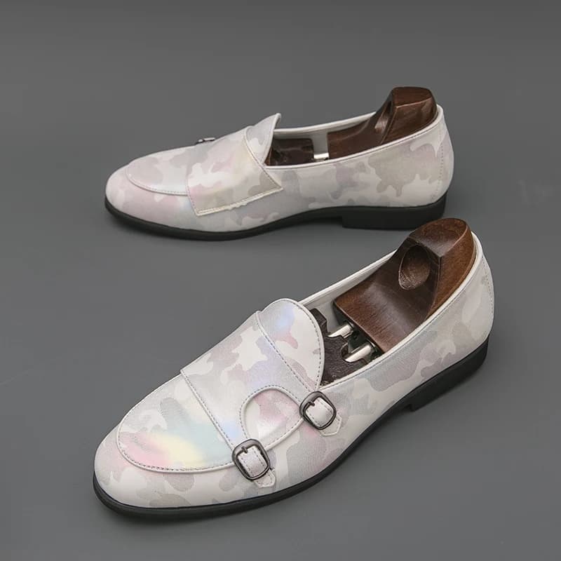 Mocassini Traspiranti da Uomo, Scarpe Monk Strap Colorate, Calzature Business Casual Comode per Camminare, Moda Slip-On con Suola Morbida