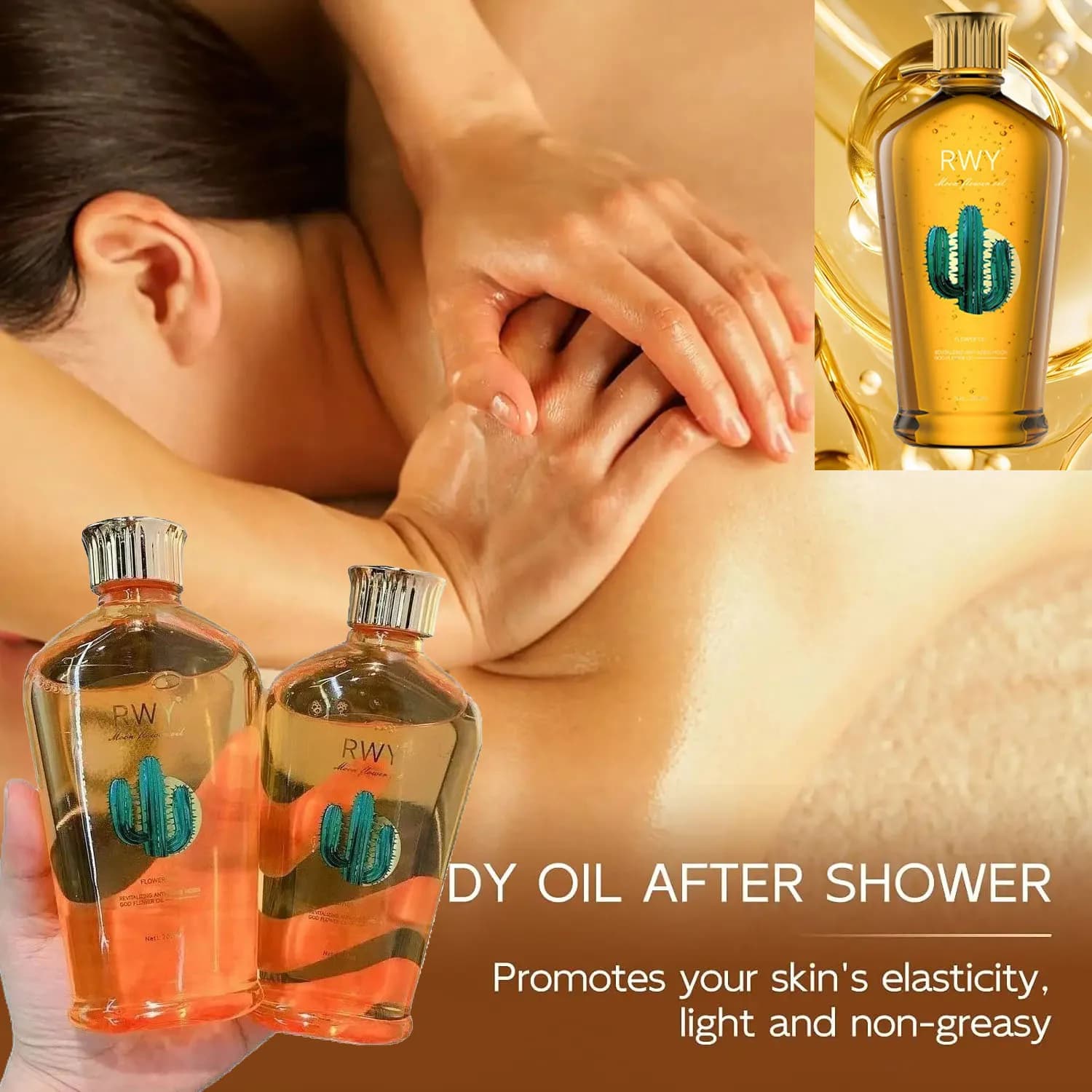 God Flower Massage Oil, Improve Hydrating, Allevia la Stress, Rinforza e Nutre i Muscoli, Essential Oils for Relax and SPA Corporea