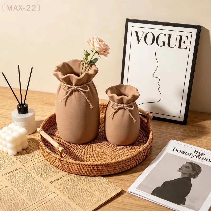 〔MAX-22〕Blessing Bag Shape Vase Silicone Mold DIY Handmade Flower Arrangement Plaster Resin Storage Box Home Decor