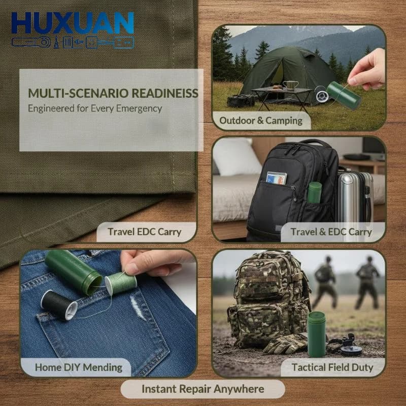 Military Green Portable Travel Sewing Kit Emergency Repair Set With Threads Needles For Quick Fixes