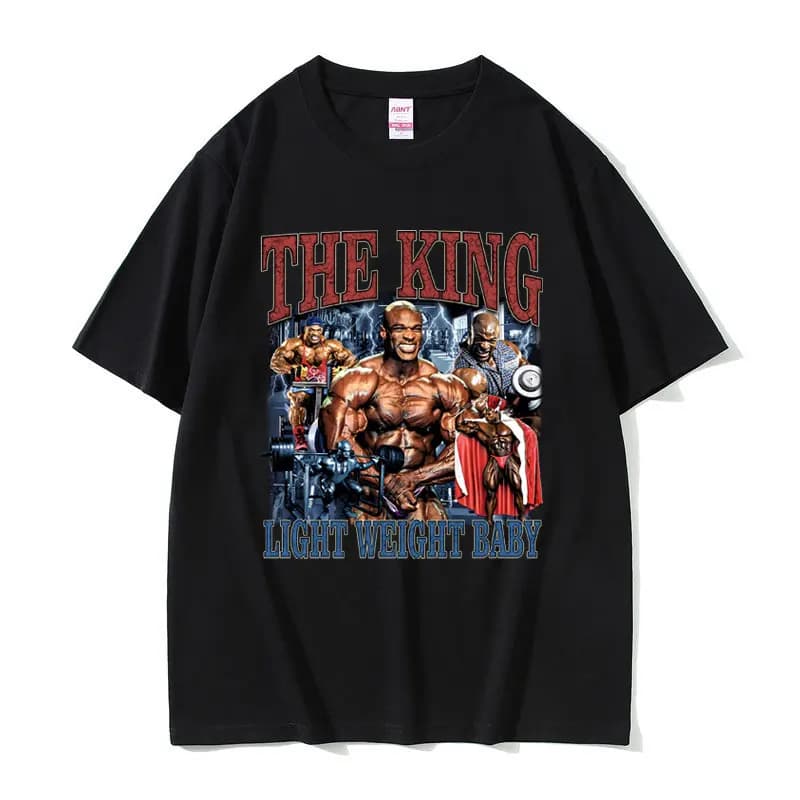 Ronnie Coleman The King Light Weight Baby Pump Cover Funny Meme Graphic T-shirt da uomo casual in puro cotone per fitness e palestra