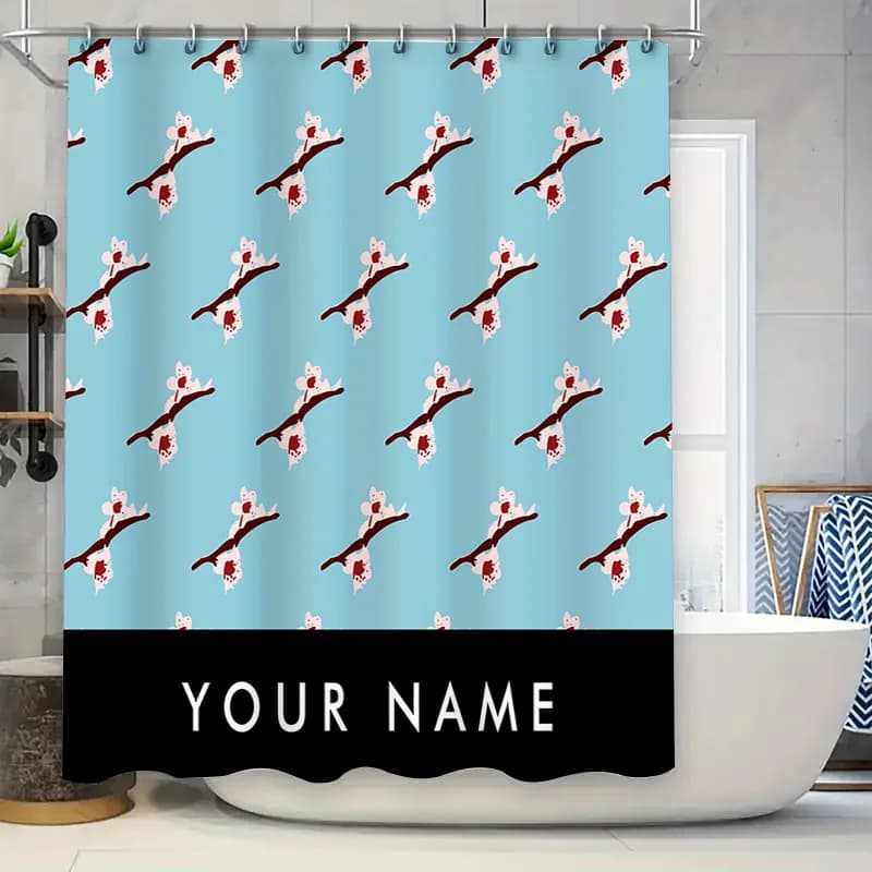 Tenda da doccia personalizzata con motivo mouse Blu Stampato in 3D Tappetino da bagno impermeabile personalizzato Decor Home Hotel Accessori da bagno Nero