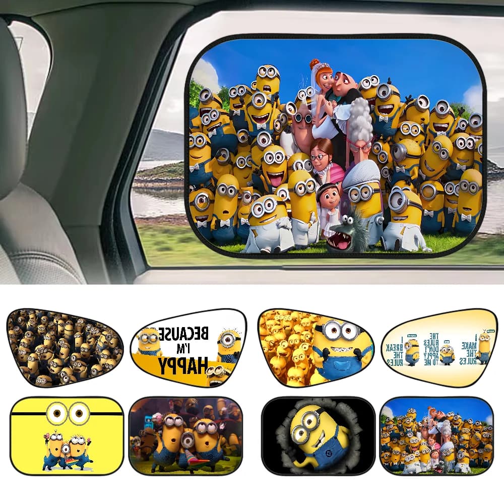 CARTOON M-Miniones Side Window for Car Parasol Solar Protection Fabric Film Visiera sunscreen UV Protection Window curtain Cover for car