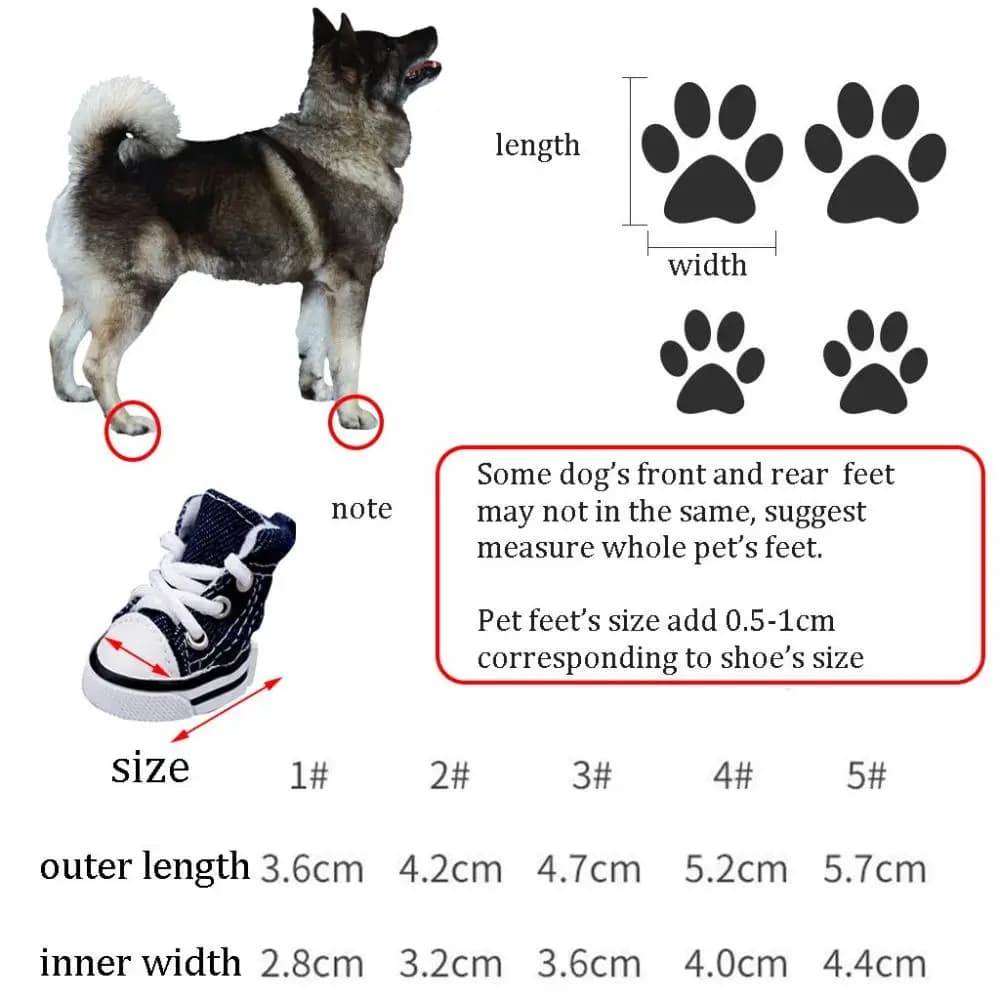 4pcs/set Fashion For Small Dogs,Cats Anti-slip Outdoor Breathable Pet Denim Shoes Pet Booties Dog Shoes Puppy Sneaker