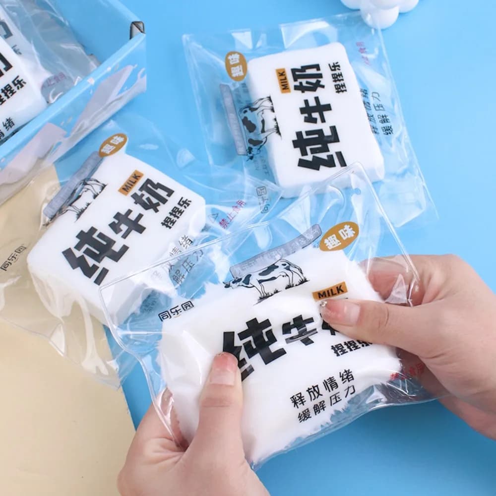 Super Soft Squishy Fidget Toy Pure Milk Shaped PU Slow Rebound Stress Relief Toy Realistic Reusable Desk Decor Children Gift