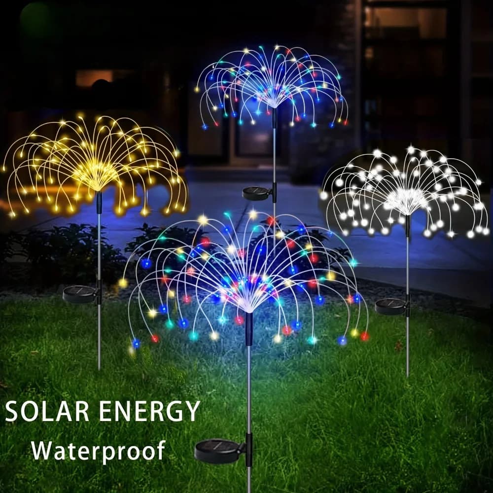 Fuochi d'artificio esterni impermeabili a LED ad energia solare, lucine, lanterne da giardino a LED, decorazioni fai-da-te per feste e festival