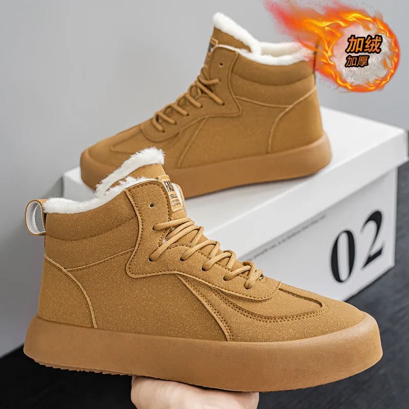 2025 Scarpe invernali da uomo nuove calde in cotone con velluto spesso e scarpe casual Scarpe da uomo alte di tendenza della moda edizione coreana