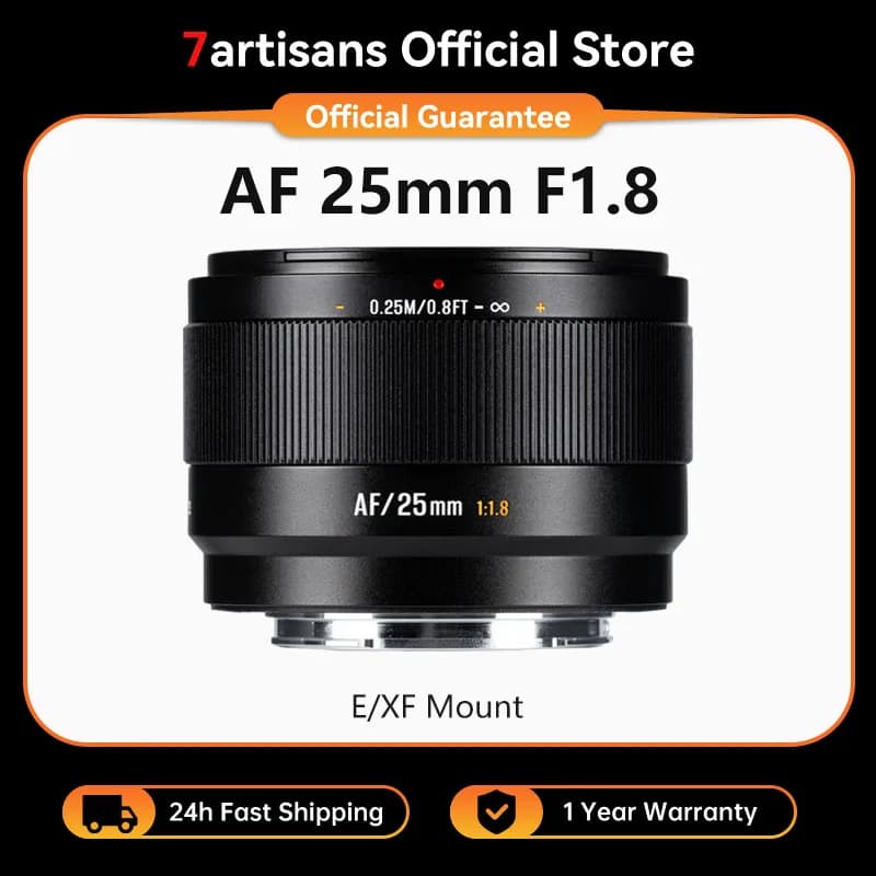 7artisans AF 25mm F1.8 APS-C Frame Auto Focus STM Large Aperture Prime Lens for Sony E A7C II A6700 Fuji XF XT-5 XT-50 Mount