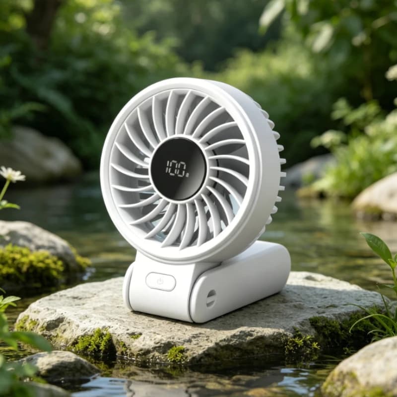 JISULIFE Ventilatore portatile palmare con display LED 5 velocità 5000mAh 150 ° Ventilatore personale pieghevole multifunzione, leggero e pratico