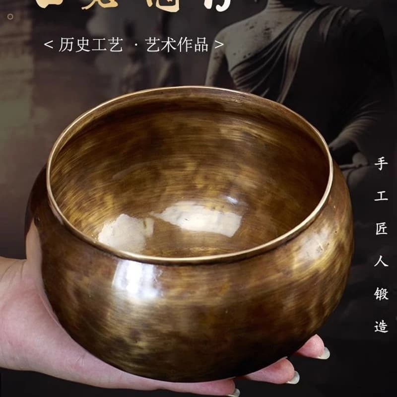 Handmade Shakyamuni Singing Bowl for Yoga And Meditation Copper Chime Pendant Calming Healing Buddha Sound Tibetan Meditation Bo