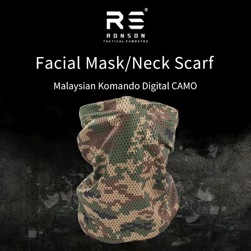 Foulard da collo in rete di poliestere stampato mimetico digitale malese Komando Maschera da equitazione per esterni Protezione solare Foulard per la copertura del viso