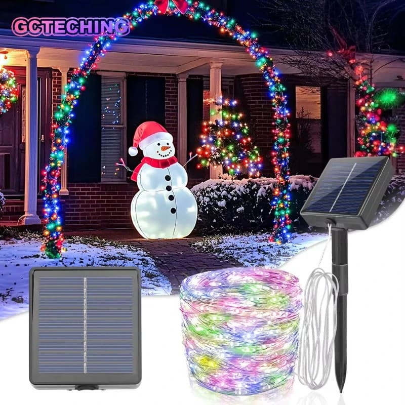 1PC 50 LED Outdoor Solar String Lights, 8 Modes Solar Fairy Lights For Garden Yard Party Wedding Decoration