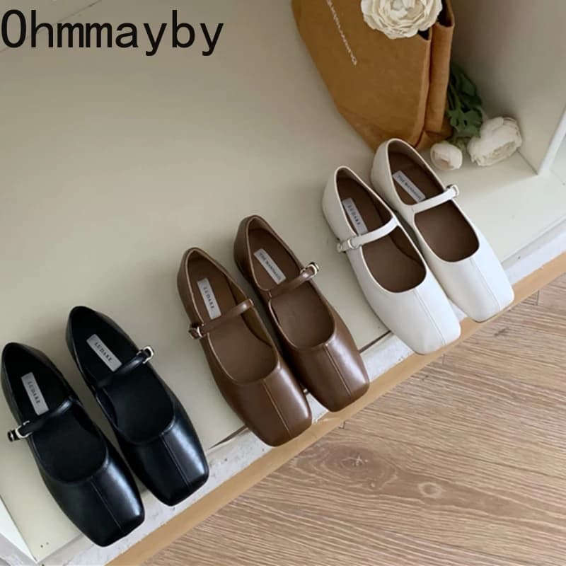 Ballerine da Donna con Punta Quadrata, Scarpe Eleganti con Suola Morbida, Stile Mary Jane per Primavera 2026