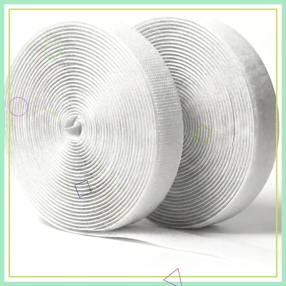 Strisce di velcro bianche con adesivo, doppia rotolo di nastro autoadesivo resistente 26 piedi x 0,75 pollici