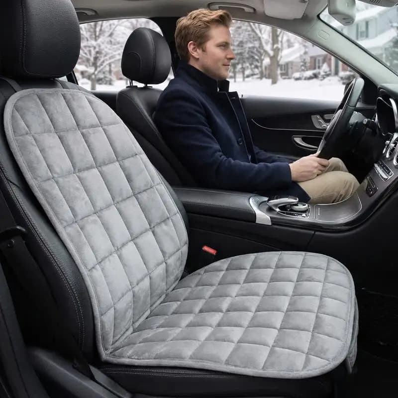 Winter Plush Car Seat Cover Cushion Warm Anti Slip Breathable Universal Front Chair Pad for Cold Weather Road Trips