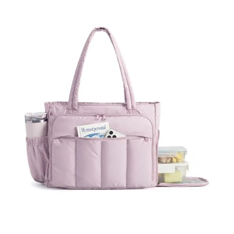BAGSMART Tote Bag for Women, Teacher Tote with Insulated Compartment, Large Puffer Work Tote Handbags for Work
