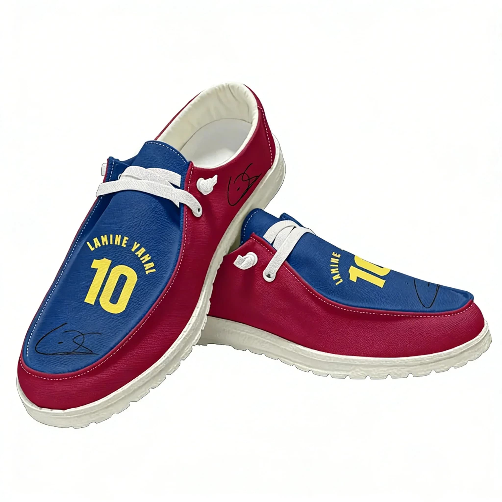 Scarpe Casual Unisex Yamal N.10, Modello Loafer, Ispirate alla Star del Calcio Spagnolo, Calzature Leggere e Piatte, Personalizzabili, Bianche 2025