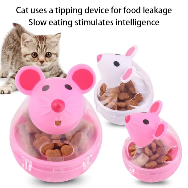Durable Pet Food Leak Ball Mouse Tumbler Design Slow Eating Training Toy Interactive Game Play Supplies For Cats Dogs