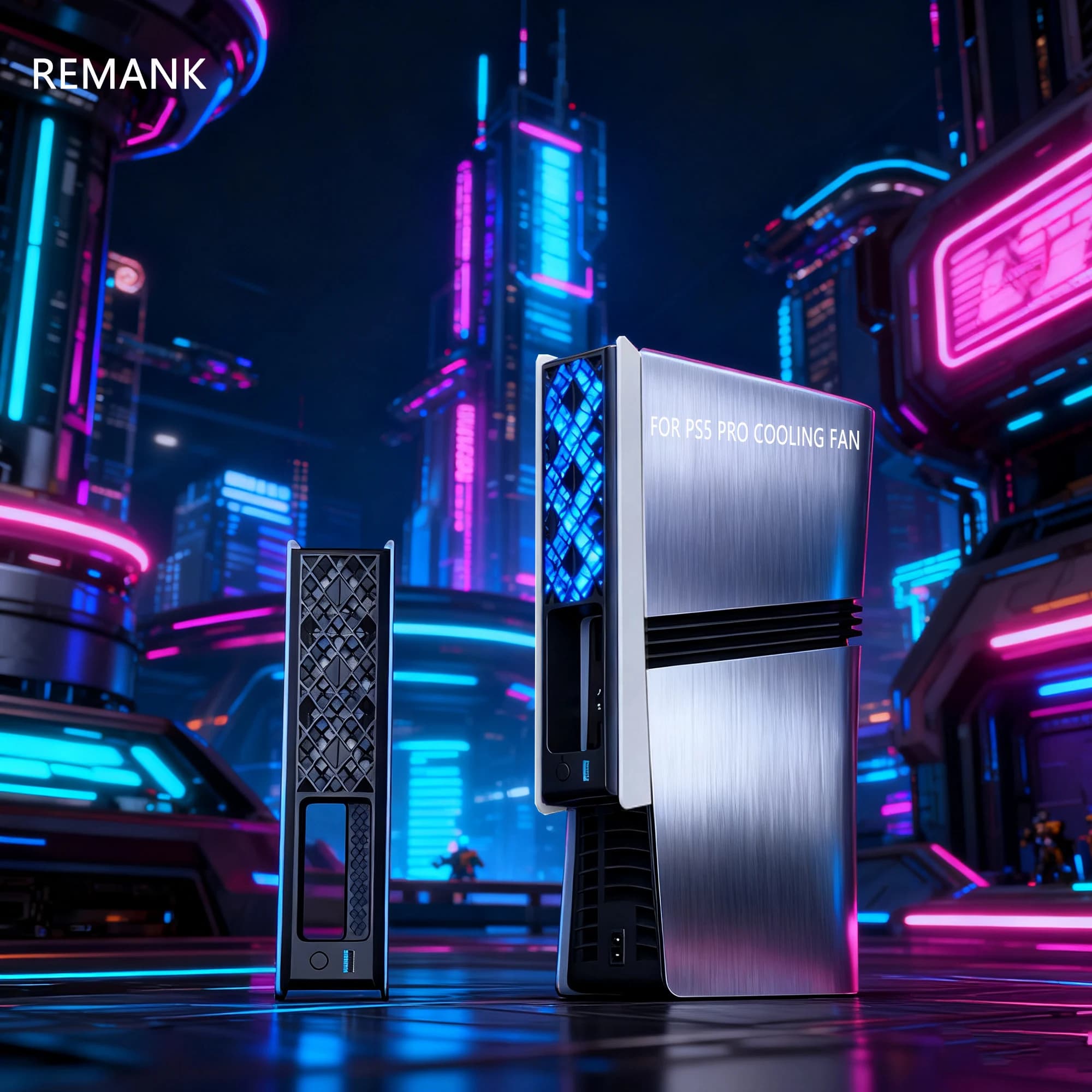 Ventola di Raffreddamento REMANK per PS5 Pro con Luce RGB, per Console di Gioco P5 Pro e Accessori Digitali, Sistema di Raffreddamento con Controllo della Temperatura