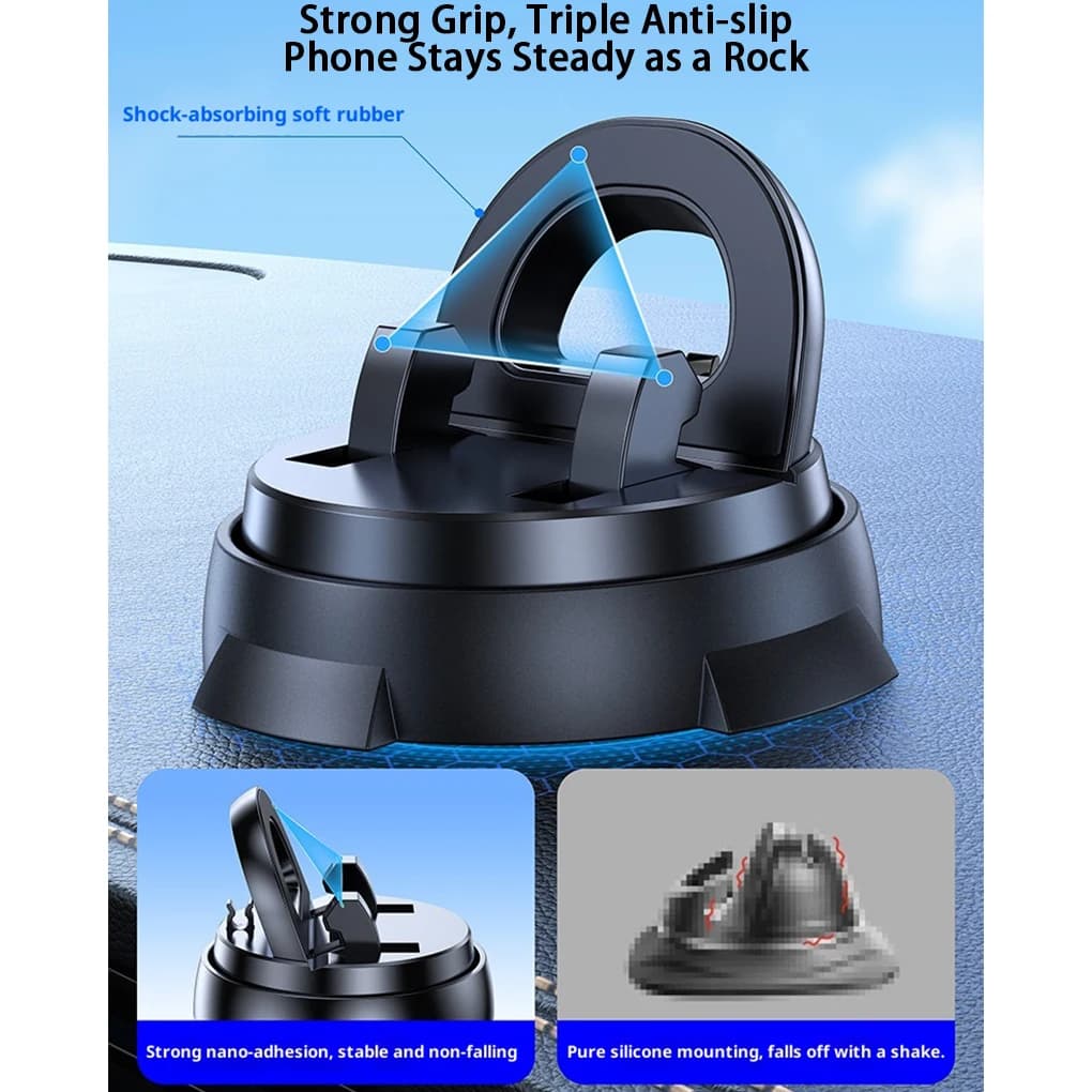 Supporto per telefono per auto cruscotto ruotabile a 360 gradi con aspirazione e impugnatura in silicone antiscivolo Supporto per telefono cellulare per navigazione per auto