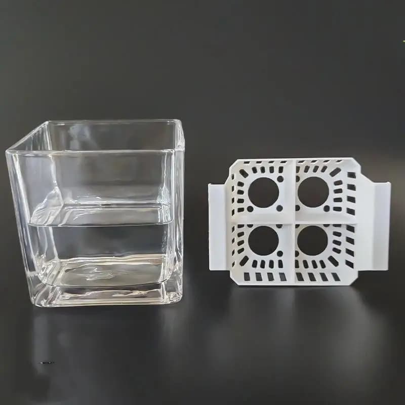 4 Holes Hydroponic Vase, Earthless Flowers Container, Home Decoration, With Breathable Support Basket for Tulip Seeds