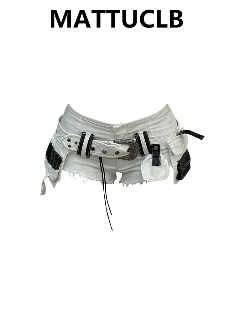 Donne di estate Giapponese Harajuku Cargo Shorts 2000s Vita Bassa Pantaloni Caldi Y2K Streetwear Coreano Cyber Punk Kpop Gyaru Coquette Nuovo