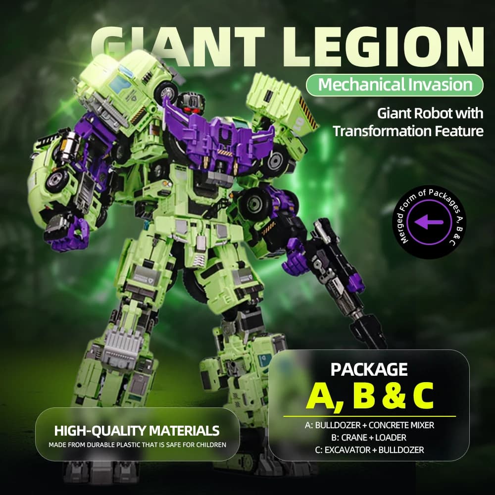 6 IN 1 45CM Toy Transformation Robot Auto Combination Action Figure Excavator Blender Model Children's Gifts